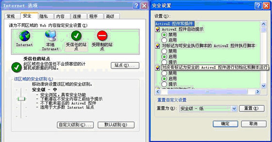 2) 啓用Activex控件。